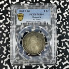 1903-p Gj Denmark 2 Kroner Pcgs Ms64 Lot g2101 Silver  Choice Unc 