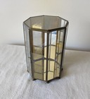 Vintage Metal Glass Octagon Mirrored Footed Curio Display Case 1960s-70s