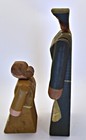 Lot Of 2 Vtg Pioneers Wood Carved Folk Art Farm House Decor Primitive