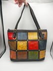 Vtg Asian Treasures Leather Hobo Multicolor Patchwork Shoulder Bag-thai Elephant