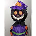 Vintage Gemmy Black Cat Witch Windsock Halloween Decoration 22  Collapsible