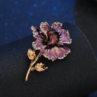Purple Enamel Flower Brooch Pin Women Crystal Rhinestone Gold Tone Floral Access