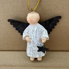 Angel Ornament With Star Black Metal Wings Christmas Tree Holiday Decoration