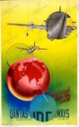 Vintage 1937 Qantas Imperial Airways World Travel Poster Print Art