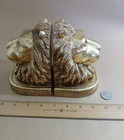 Pair Of Vintage Golden Lion Head Bookends Mcm Hollywood Regency Style Decor