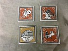 4 Greek Ceramic Tile Coasters 3 x 3  Square 