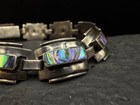 Vintage Mexico Sterling Silver Abalone Shell Inlay Modernist Bracelet Estate 6   
