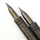 Vintage Wooden Dip Pens Set D Leo Nibs Brass Grip Calligraphy Pair