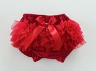 Red Ruffle Baby Bloomer With Bow  Infant Holiday Diaper Cover  First Birthday 