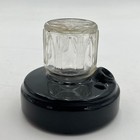 Vtg Antique Fount-o-ink Gregory Black Glass Ceramic Ink Well Desk Art Deco Old