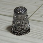 Antique Sterling Silver Sewing Thimble     Raised Floral Design