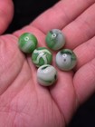 Vintage Agate Christensen Peltier Art Glass Swirl Marbles  6 Smokey Green X5