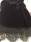 Elegant Black Velvet Dress Lace Hem Long Sleeve Party Cocktail Evening Size M l