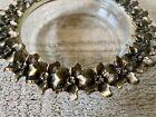 Vintage Gresco Coaster Or Vanity Dish Ormolu Flowers Hollywood Regency