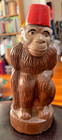 Monkey W  Fez Hat Beer Bottle Opener Painted Cast Iron Vintage Antique Reprod 