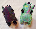 Ty Beanie Boos Anora  Cinder  The Dragon  6  Wings Plush  Lot Of 2 Green Black