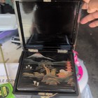 Vintage Japanese Wooden Hand-painted Musical Jewelry Box Small Sized