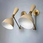 Vintage 1950s Italian Brass Wall Sconce     Mid-century Stilnovo Style