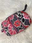 Vera Bradley Pink Black Floral Fabric Quilted Zipper Makeup Bag Pouch
