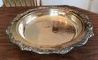 Vintage Sheffield English Silver Plated Round Footed Tray  13 1 2 