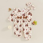 Newborn Baby Girl Thanksgiving Clothes Turkey Ruffle Sleeve Romper Jumpsuit W   