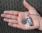 Classic Cremation Urn Keepsake On 24  Curb Chain Necklace With Pouch   Fill Kit