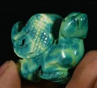 1 9  old Chinese Dynasty Turquoise Carved Bird Animal Statue Sculpture Pendant