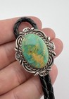 Vtg Billie Eagle Navajo Sterling Silver Royston Turquoise Stamped Bolo Tie