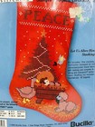 Vtg Let Us Adore Him Stocking Stamped Colorpoint Paintstitching Christmas Kit