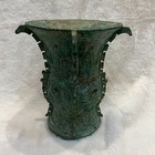 Fine Antique Chinese Ancient Bronze Statue Exquisitely Carved Object Tall 9in