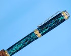 Majestic Fountain Pen 22kt Gold Teal Abalone Paua Shell Luxury Handmade