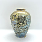 Japanese Meiji Period 19th Century Bronze Vase Dragon Clouds 5 75  Tall