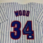 Autographed signed Kerry Wood 98 Roy Chicago Pinstripe Baseball Jersey Bas Coa