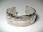 Vintage Danny Dennis Northwest Coast Haida Sterling 925 Raven Sun Cuff Bracelet