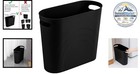 Slim Trash Can Black 1 Pack 3 5 Gallon Plastic Wastebasket With Handles