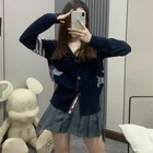 Thom Browne Lady Christmas Puppy Four-button Cardigan
