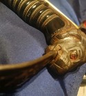Vintage Authentic German Lion Head Ruby Eye  Decorated Sword