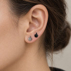 2 Pairs Punk Stainless Steel 20g Silver Black Middle Finger Ear Studs Earrings W