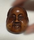 Japanese Netsuke  Hand-carved  Okame   Hyottoko  Auspicious  Boxwood  Japan
