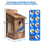 Natural Wood Birdhouse For Outside  Wooden Nesting Box With Circular Entrance   