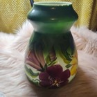 Antique Hurricane Lamp Bell Body Globe Hand Painted Green Victorian  1922 11x8  