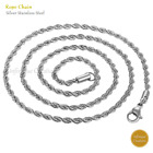 Stainless Steel Silver Rope Chain Bracelet Necklace Men Women 2mm To 8mm
