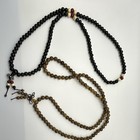 Lot - 2 Buddhist Mala Prayer Beads 108 Meditation Necklace Sandalwood Wenge Wood