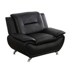 Lounge Comfy Faux Leather Sofa Modern Couch For Small Single Seat Black-2