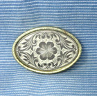 Western Floral Scroll Belt Buckle Cowboy Etched Metal Inlay Cowgirl Vtg   gta798