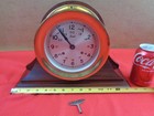 Vintage Brass Boston Chelsea Ship   s Bell Clock W mahogany Base 