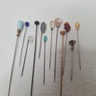 Lot Of 12 Assorted Vintage Antique Hat Stick Pins Big And Small