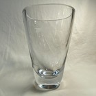 Heavy Clear Glass Vase 8in Modern Oval Thick Weighted Base Decorative Art Glass