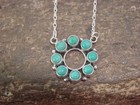 Native American 18  Sterling Silver   Turquoise Cluster Necklace By Perry