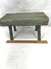 Antique Stool Cricket Wooden Hand Made 12x6 5x7 High Old Green Paint Original 